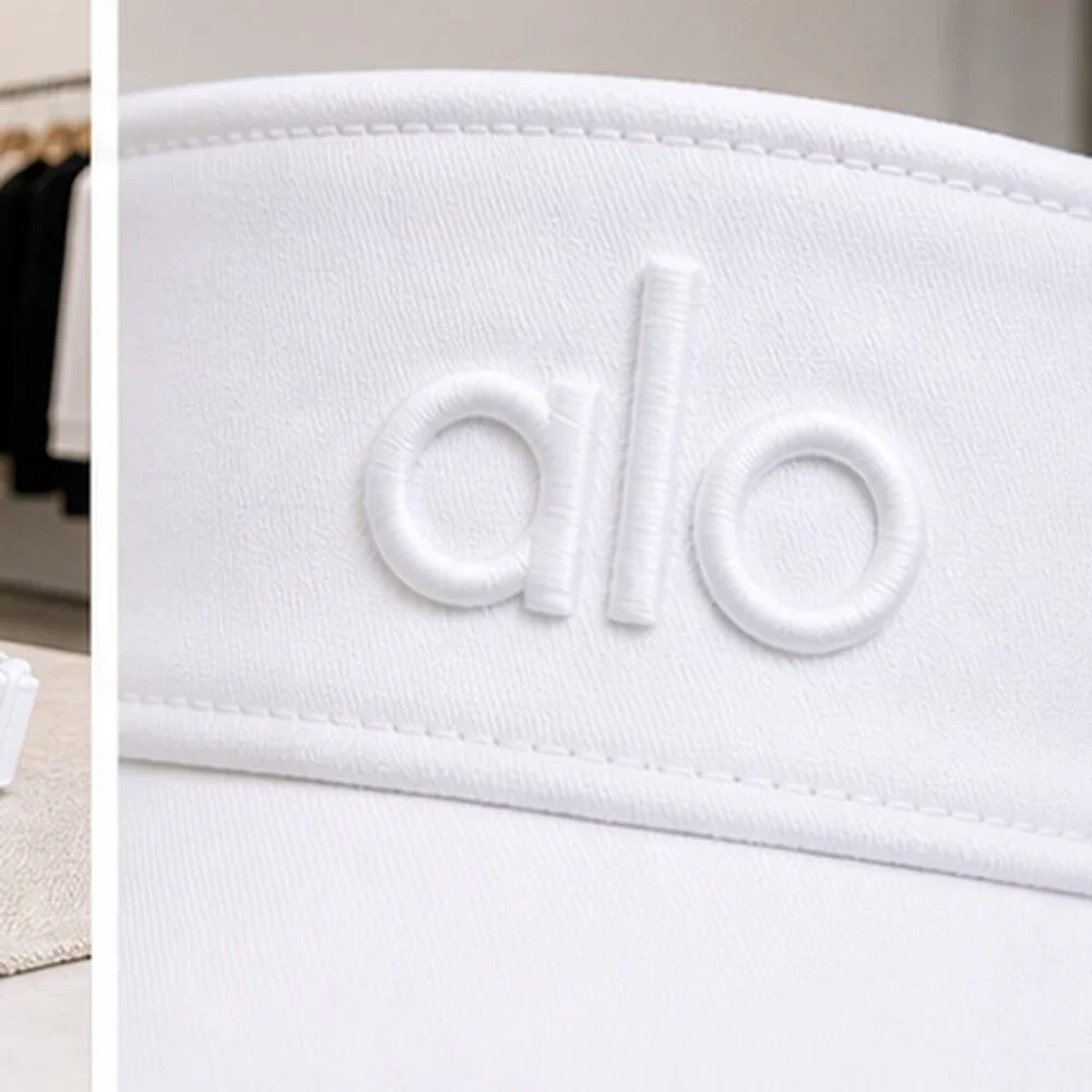 ALO Yoga White Athleisure Open Top Visor Hat Logo